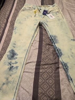 Men's 36x30 Rock Revolution Tie-Dye Light Wash Jeans
